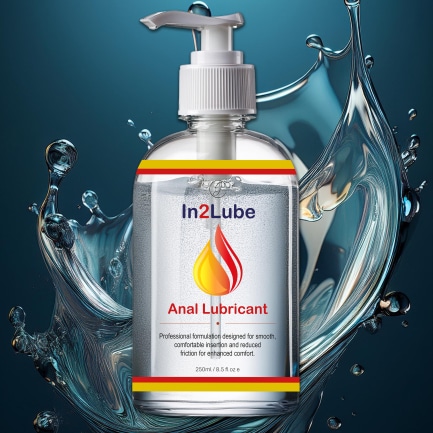 Anal Lube 250ml Bottle Splash Background